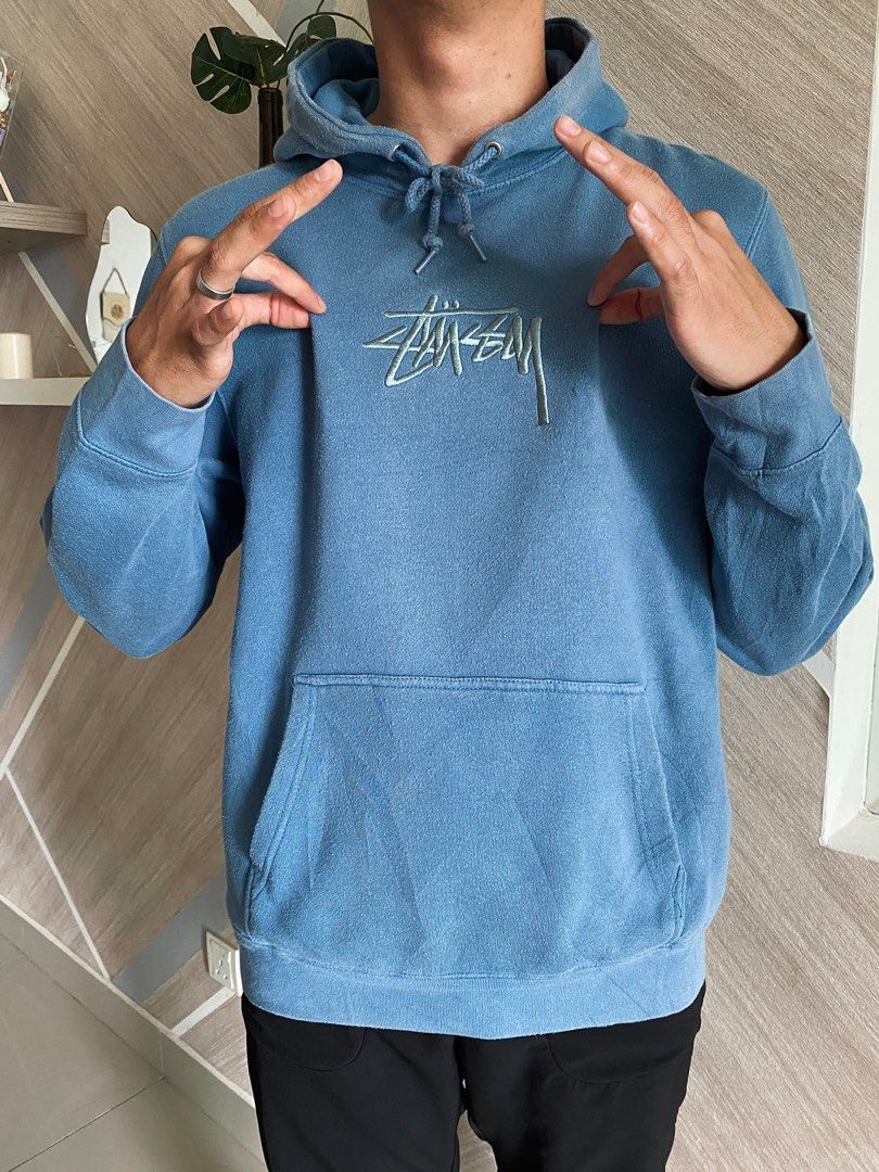 Stussy center logo hoodie Men s Fashion Tops Sets Hoodies on