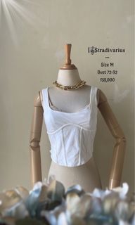 tanktop corset putih kaos stradivarius original preloved murah keren seksi