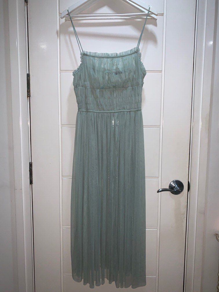 Tulle seafoam green zara dress sheer, Women's Fashion, Dresses & Sets,  Dresses on Carousell