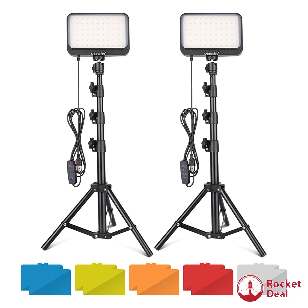 UBeesize 2 Pack LED Video Light Kit, Photography Lighting, 13" Studio Lights With 65" Tripod Stand And Phone Holders, Podcast Lighting For Video Recording,Tiktok,YouTube