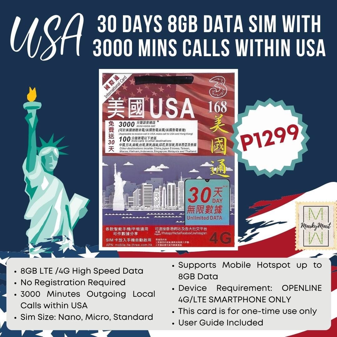 USA Sim Card, Mobile Phones & Gadgets, Mobile & Gadget Accessories, Sim  Cards on Carousell