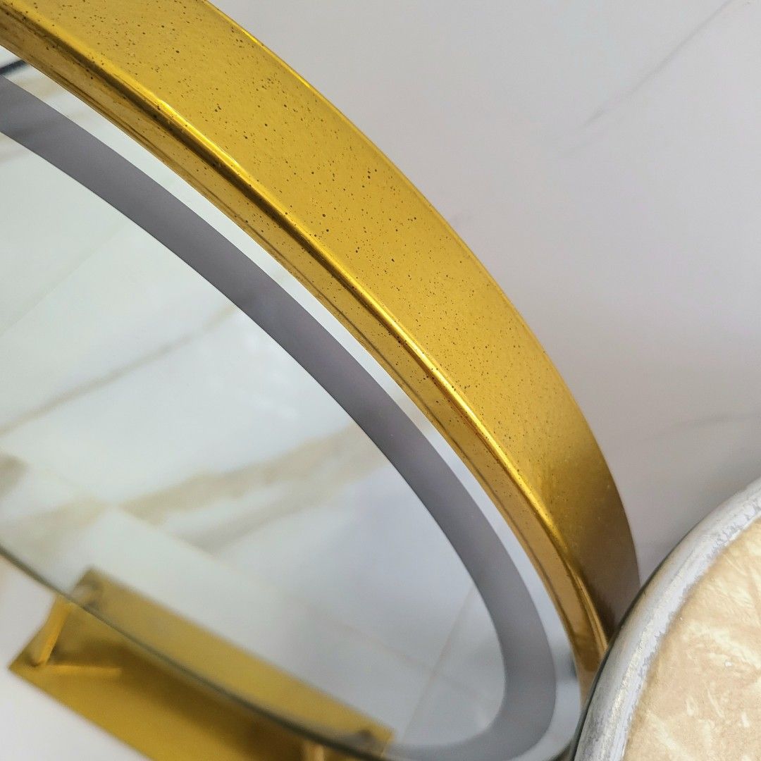 Vanity big round table stand mirror. No lights, Furniture & Home Living