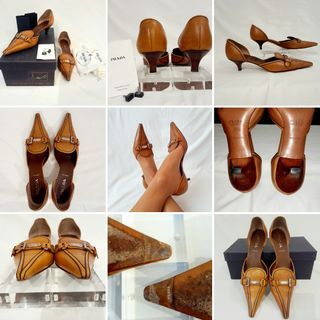 Prada Tan Kitten Heel Shoes