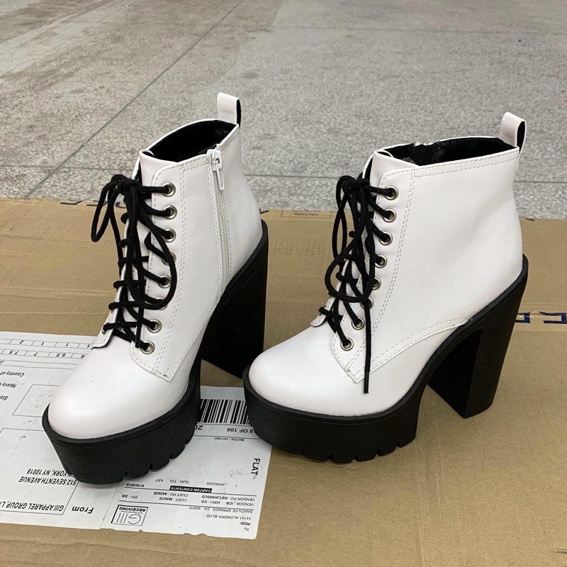 12 12 sales White ankle boots platform Women s Fashion