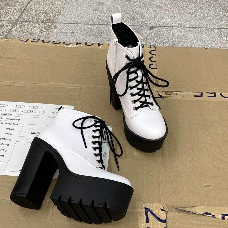 12 12 sales White ankle boots platform Women s Fashion