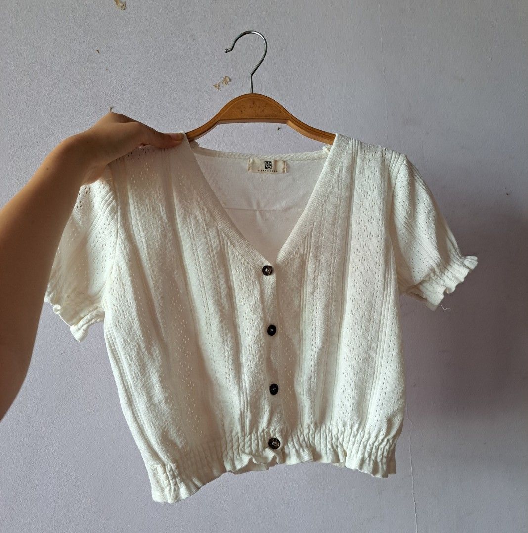 White sweater clearance button up
