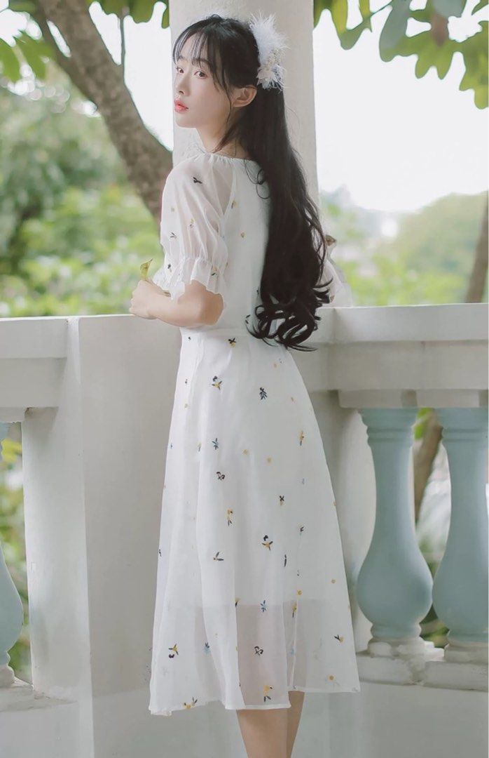 White mesh off the cheap shoulder dress