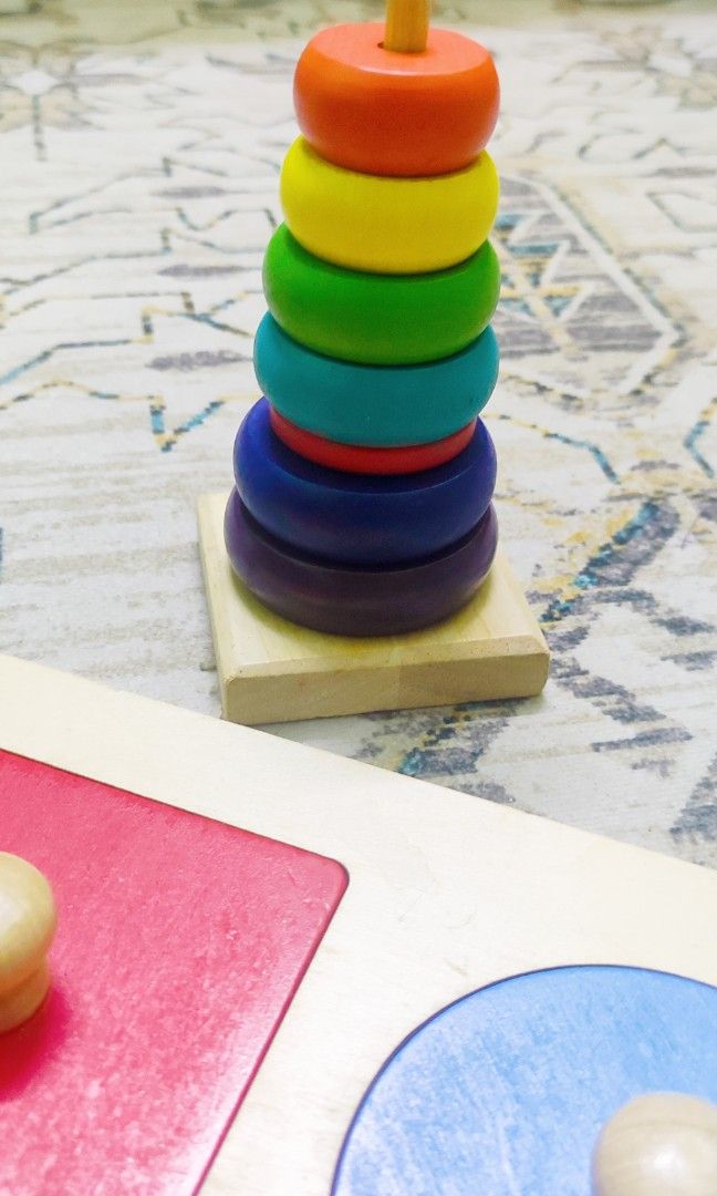 Wooden Stacking Puzzle Toy, Number Blocks Brain Teaser