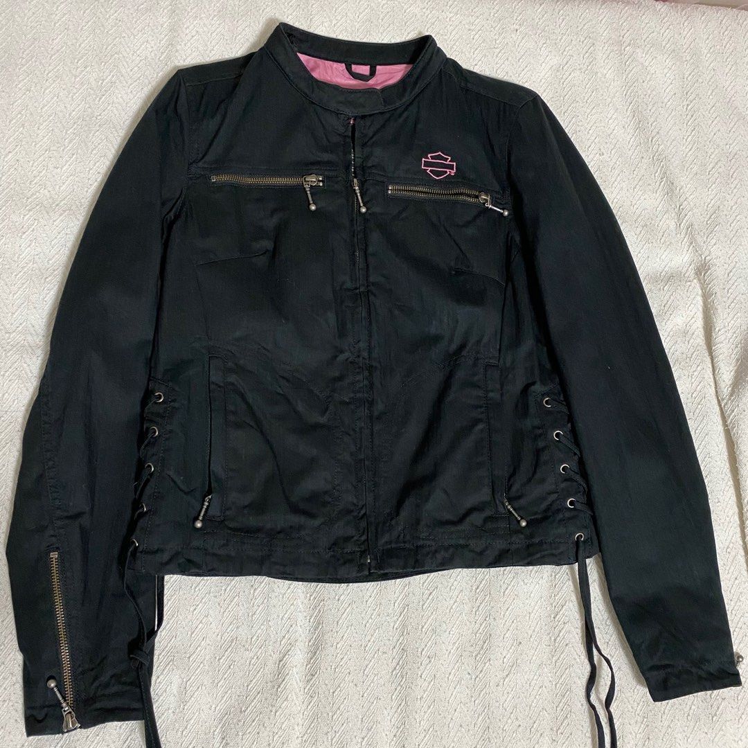 wts harley davidson black pink racer jacket clothes clearance