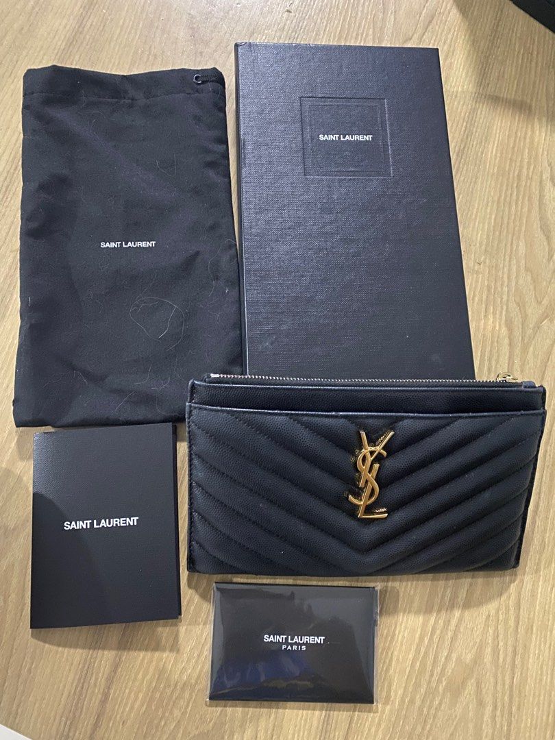 YSL bill pouch large wristlet, Luxury, Bags & Wallets on Carousell