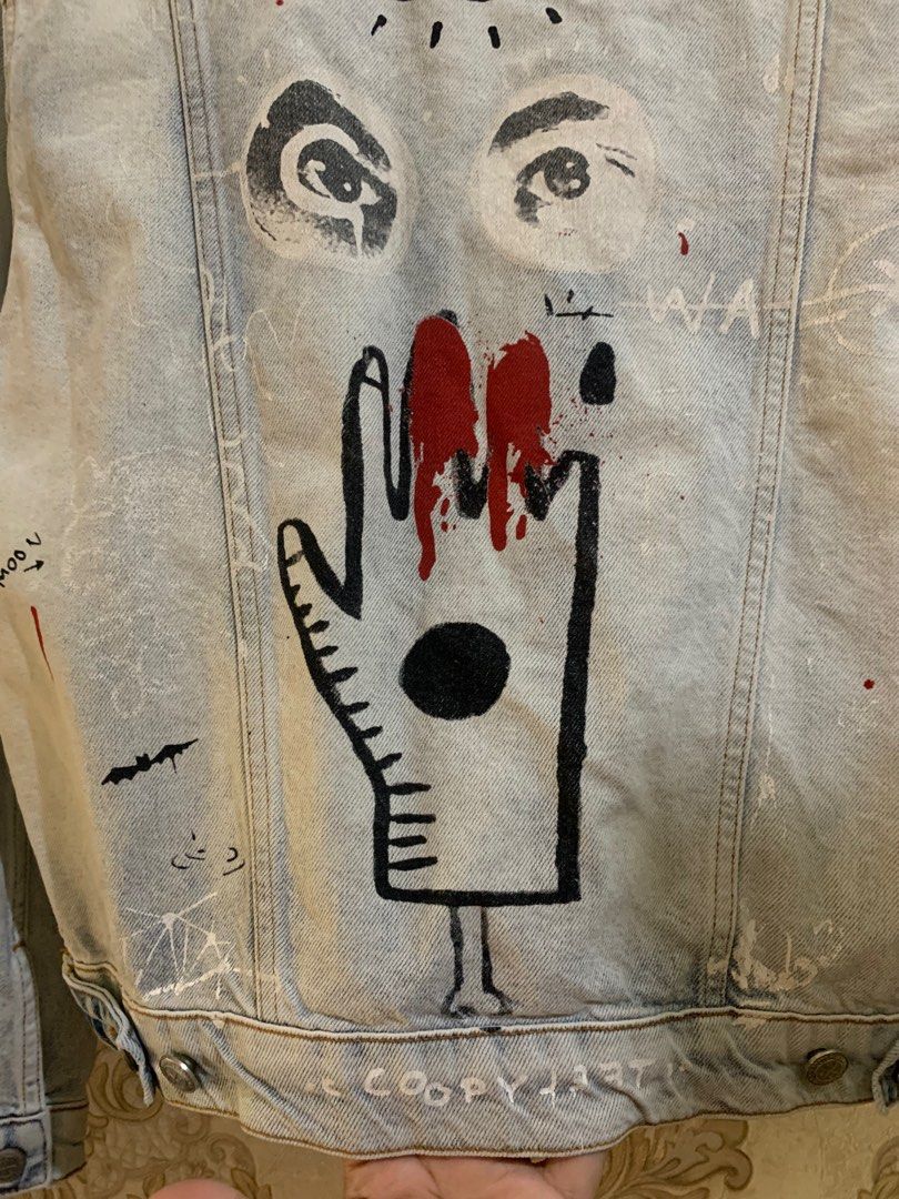 ZARA Denim Jacket With Graffiti Size XS on Carousell