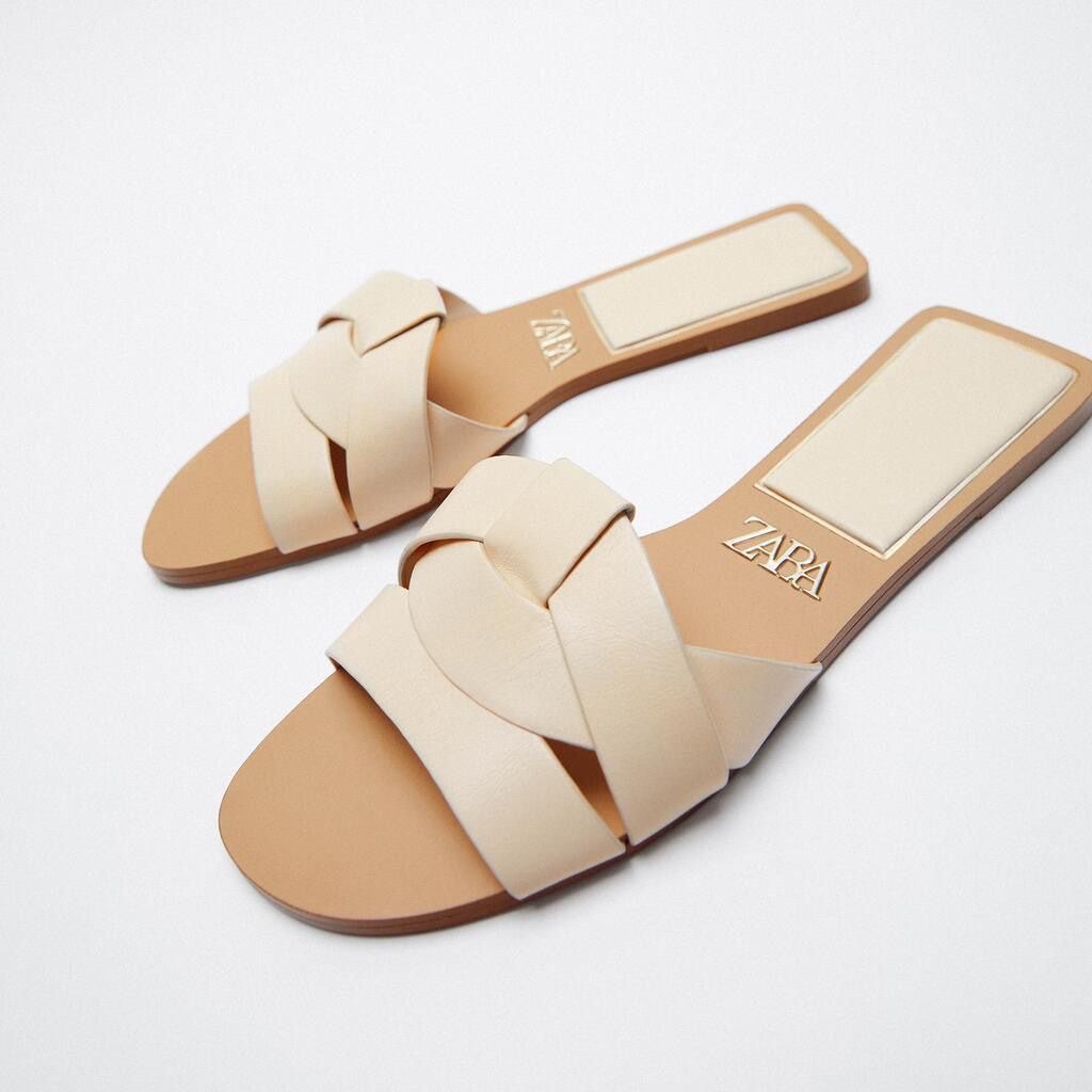 FLAT CROSSED LEATHER SANDALS | Womens sandals flat, Orange leather sandals,  Brown leather sandals