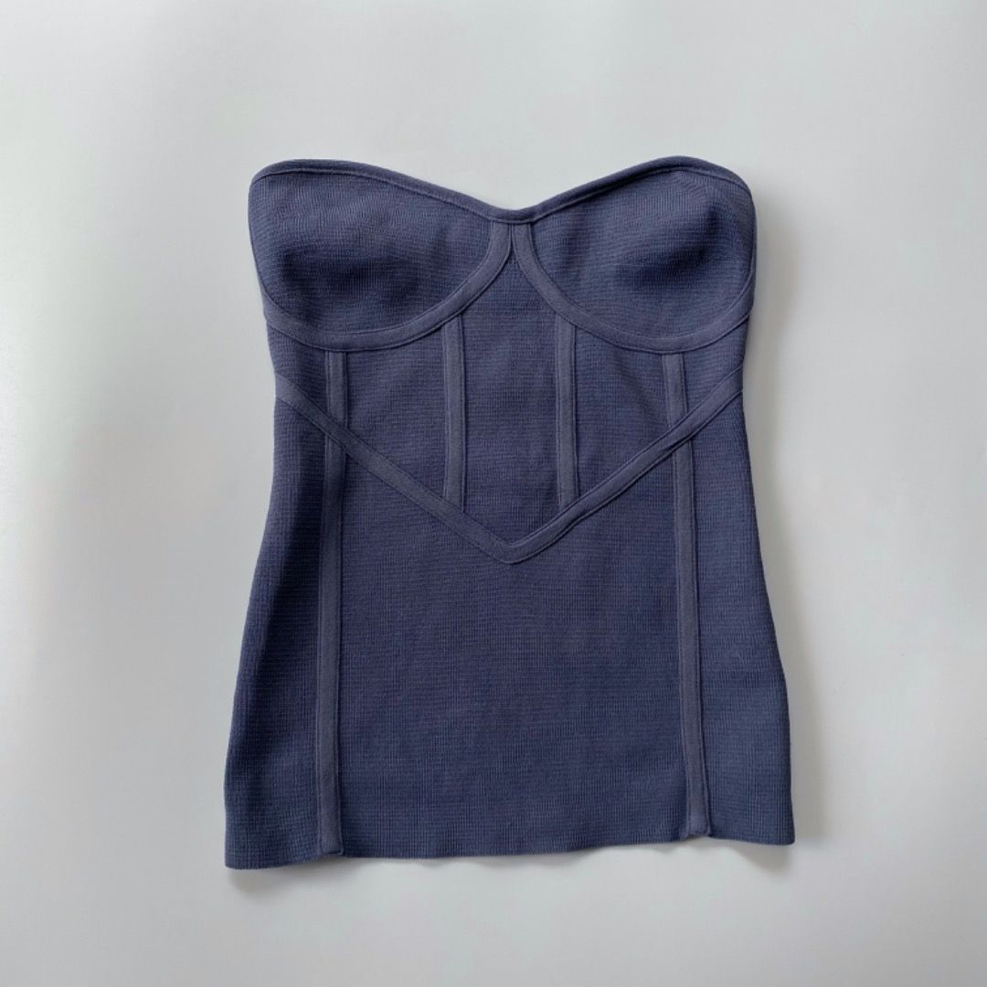 Zara Blue floral corset top, Women's Fashion, Tops, Sleeveless on Carousell