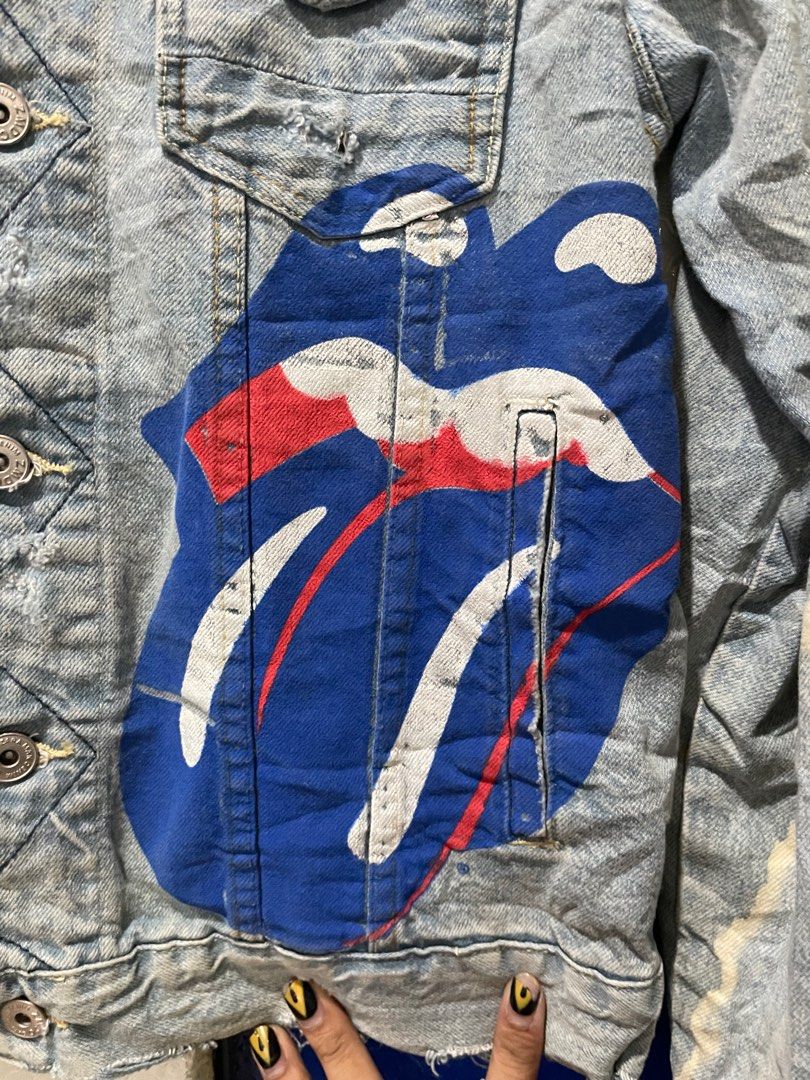 Rolling stones denim jacket zara hotsell