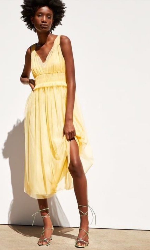 Zara yellow tulle dress on sale