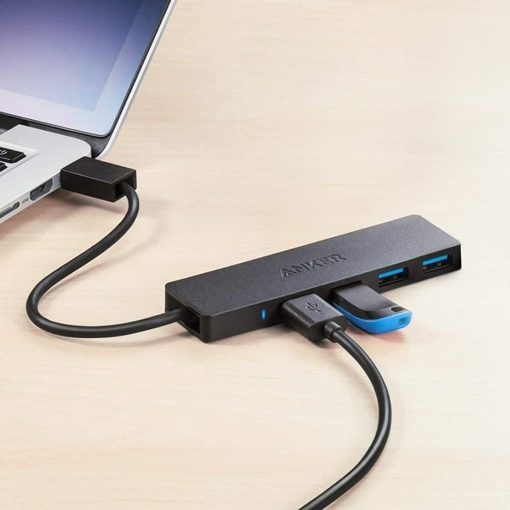 Anker 4-Port USB 3.0 Data Hub Adapter Ultra-Slim Splitter with 2 ft Cable 