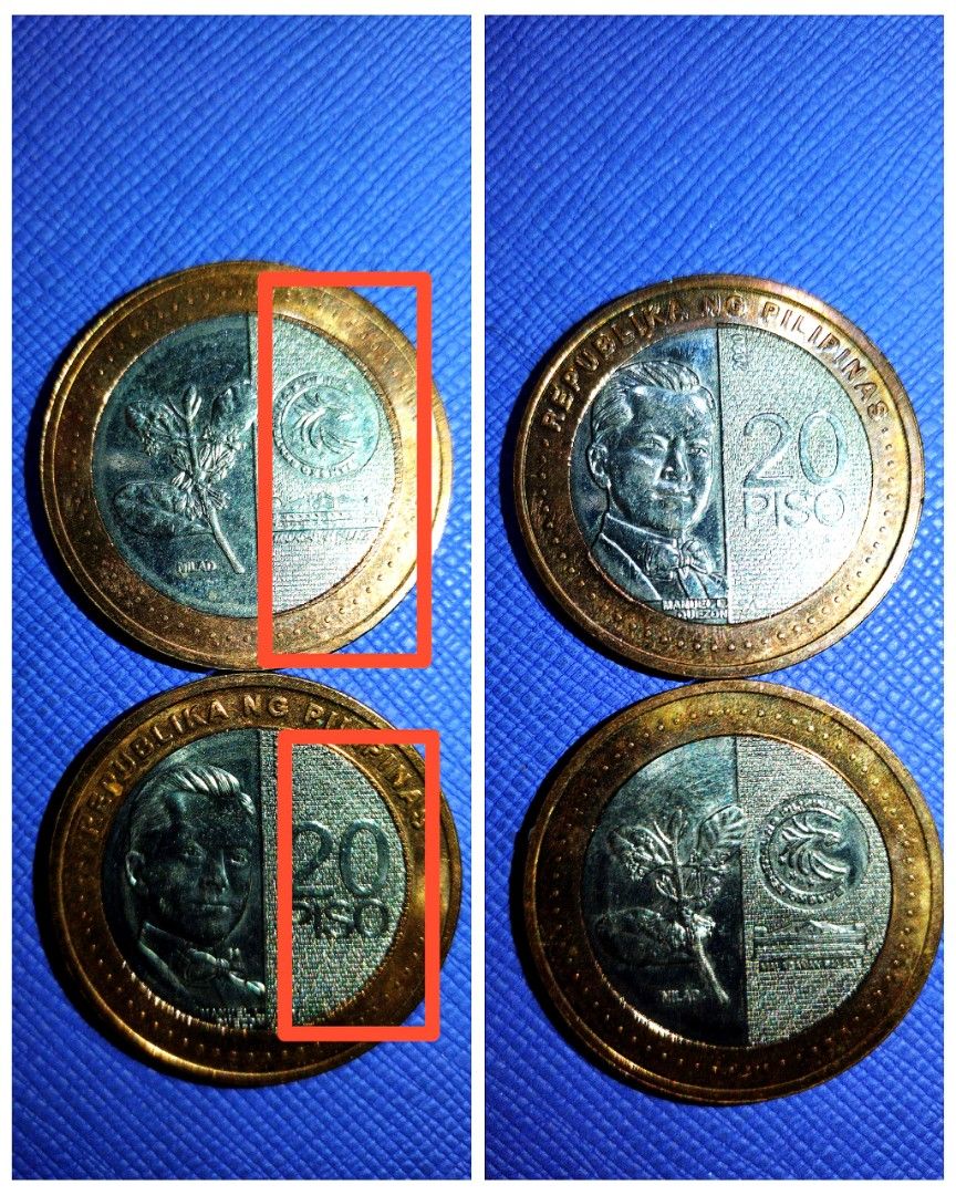 20 Peso Coin 2020 Error Coins (Category: Currency) located in Caloocan City. Submitted by all_antiques_preloved (Listing ID 1243958414, Image 1). Description: ☑️ 2 pcs 20 Peso coins. The 1st coin has an overlap gold metal inside the silver part of coin(reverse). The 2nd coin has an overlap gold metal inside the silver part of coin(obverse). ☑️ Can still provide photos upon request po.😊 P.S. Please check out my page here sa Carousell❤️ thank y'al