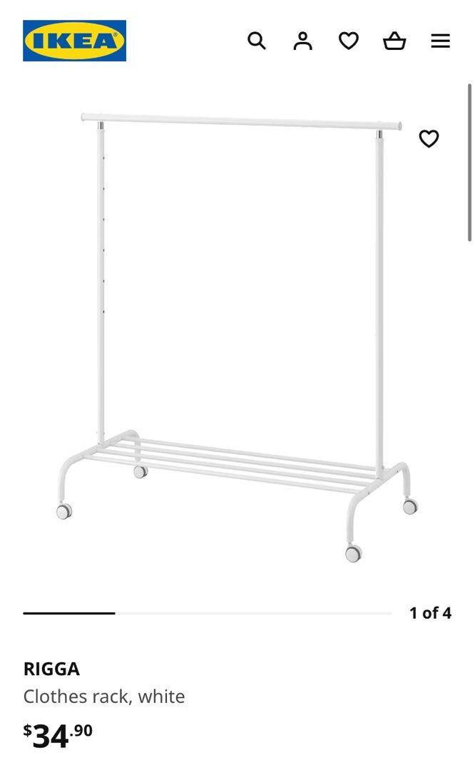 2 Rolling Clothes Racks IKEA Rigga, Furniture & Home Living, Furniture, Shelves,