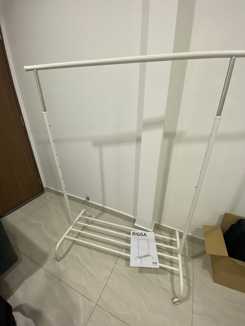 2 Rolling Clothes Racks IKEA Rigga, Furniture & Home Living, Furniture, Shelves,