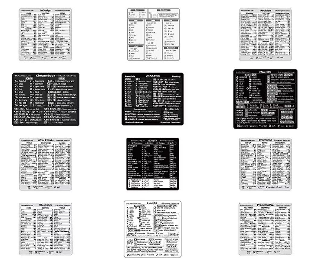 30Pcs Windows+ Word/Excel /Adobe Photoshop Keyboard Guide Shortcut ...