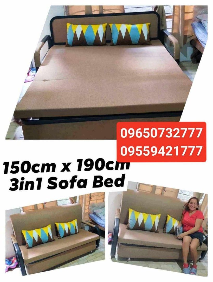 3in1 HEAVY DUTY SOFA BED WITH WIDE STORAGE AND FREE PILLOWS, Furniture