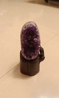 （降價售）天然原礦紫晶簇水晶 附底座 招財轉運