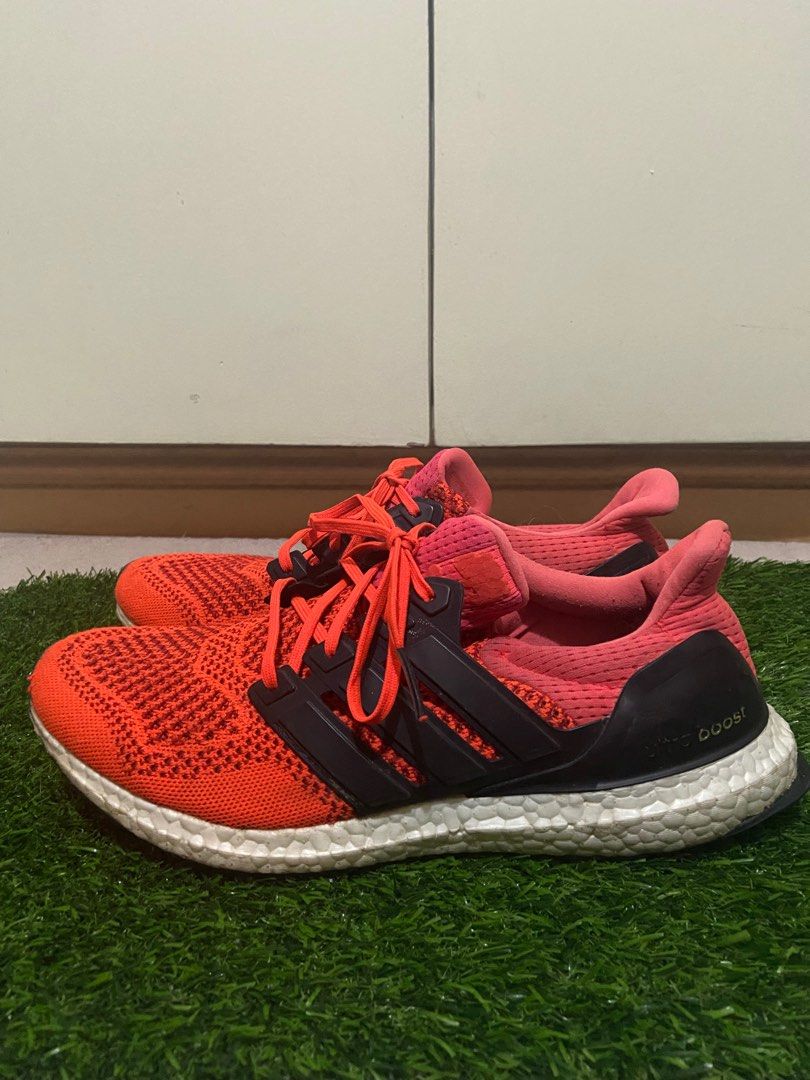 Adidas ultra boost laceless black y deals solar orange