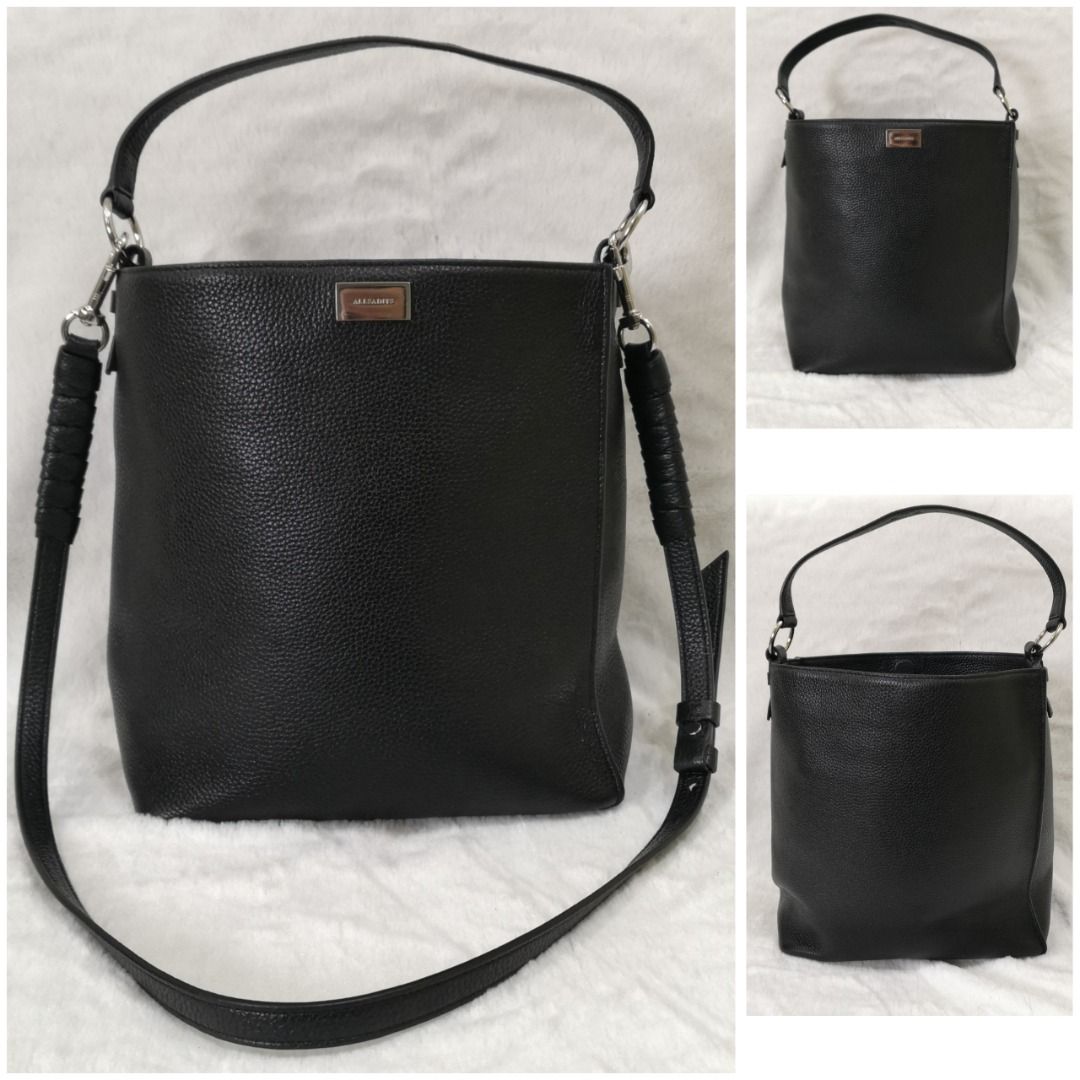 AllSaints Voltaire Leather Small North South Tote Black Bag