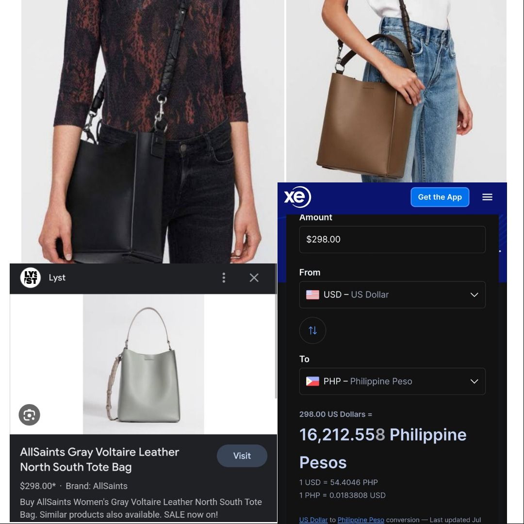 AllSaints Voltaire Leather Small North South Tote Black Bag Sale Women s Fashion Bags Wallets Shoulder Bags on Carousell