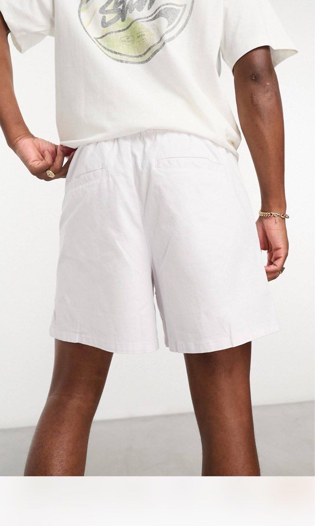 Asos blue and white wide chino shorts in shorter length Men s