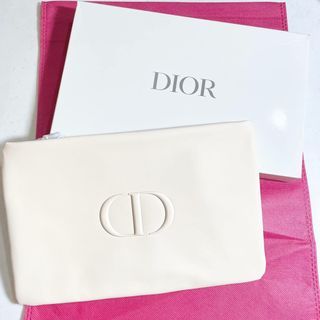 AUTHENTIC LARGE Dior white beige clutch bag makeup pouch travel organizer