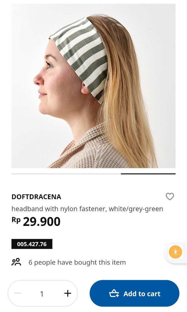 DOFTDRACENA headband with nylon fastener, white/gray-green - IKEA