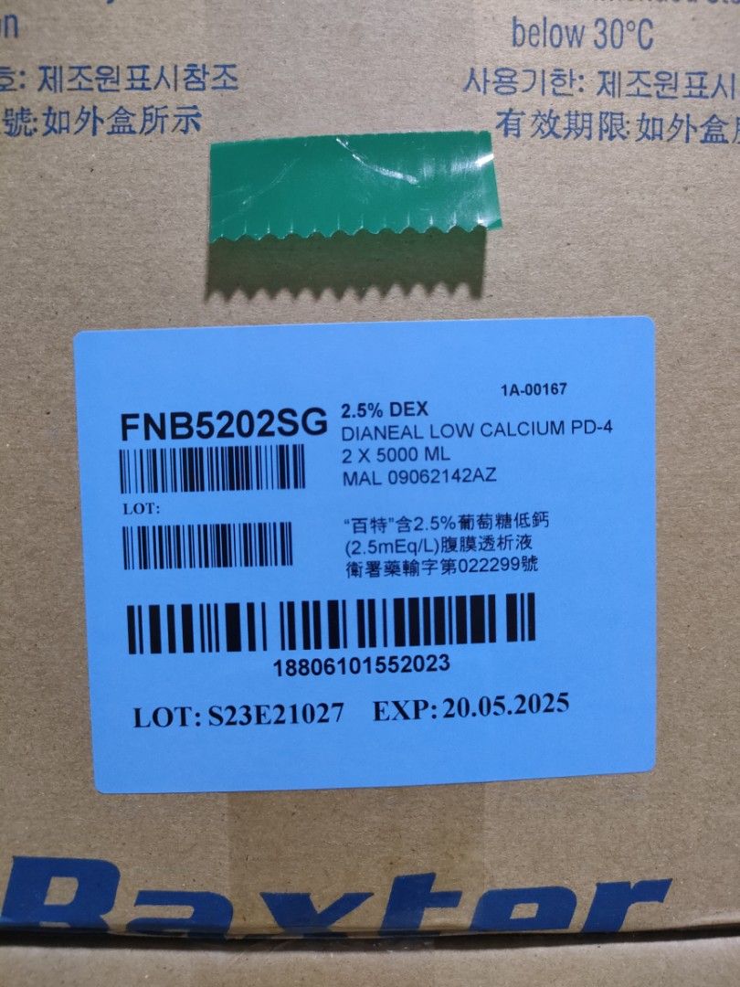 Baxter Peritoneal Dialysis Solution 2.5 (5L), Health & Nutrition
