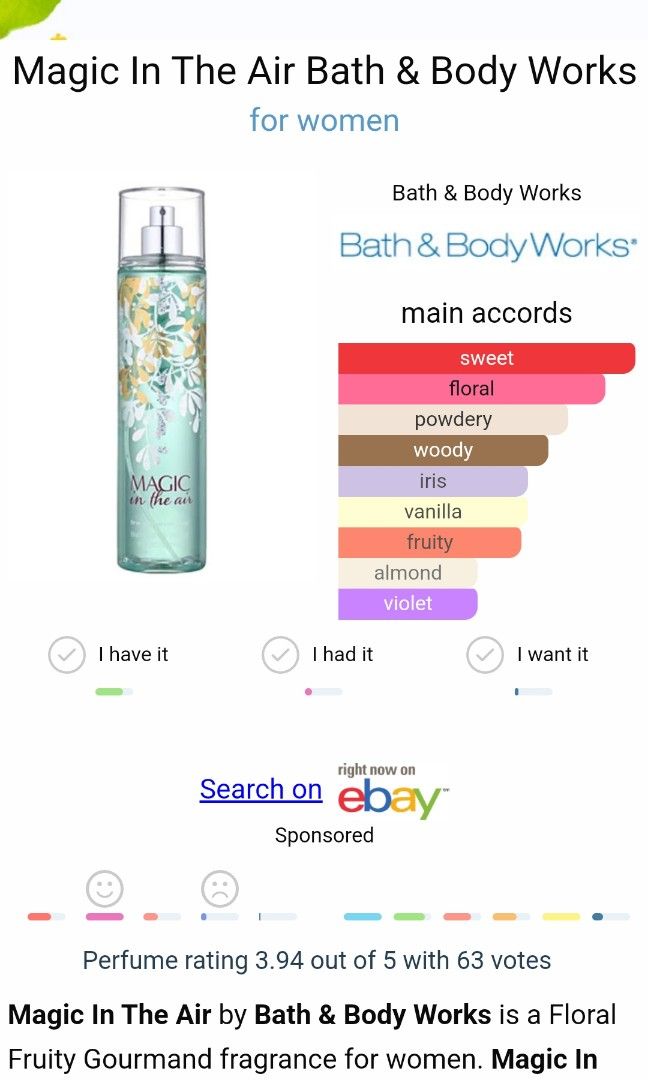 BBW Magic in the air fine fragrance mist bath and body works perfume,  Beauty & Personal Care, Fragrance & Deodorants on Carousell