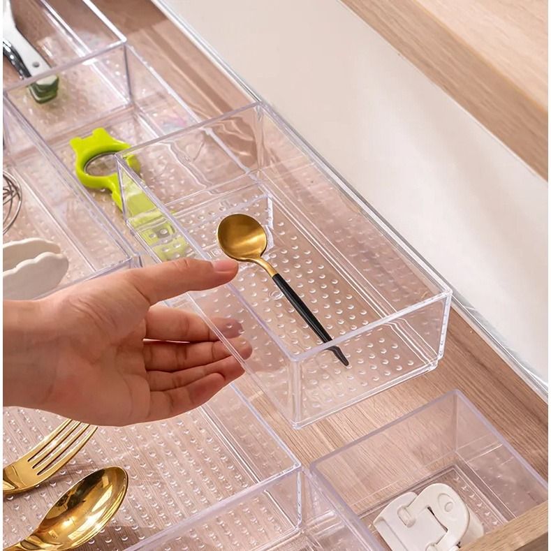 BESO-Drawer Organizer Divider Sorting Box Transparent Accessory Tray ...