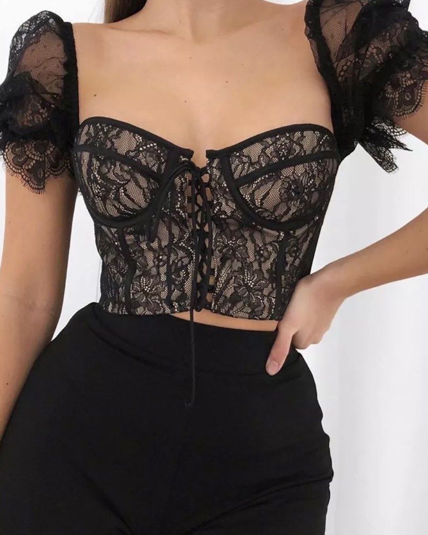 Lace Corset Top, Women's Fashion, Tops, Blouses on Carousell