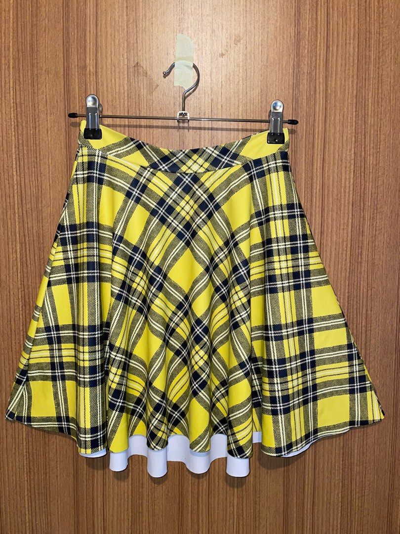Black Milk Yellow Tartan Skater Skirt Women s Fashion Clothes on