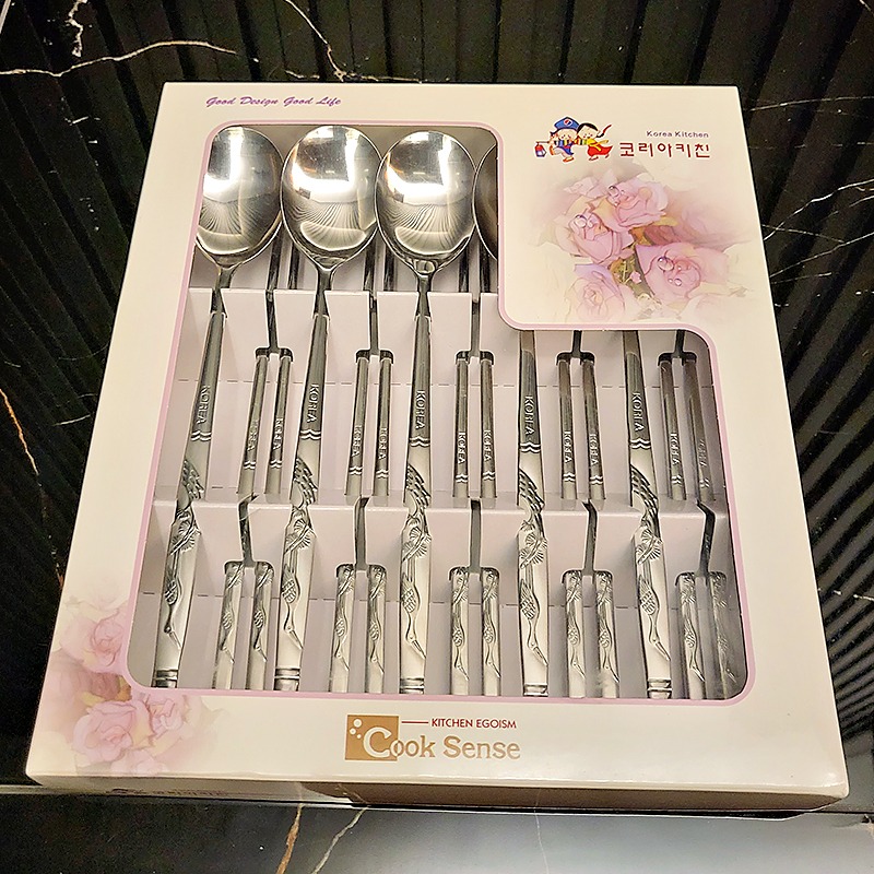 Brand New Korean herons cutlery gift set spoons and chopsticks 5 pairs