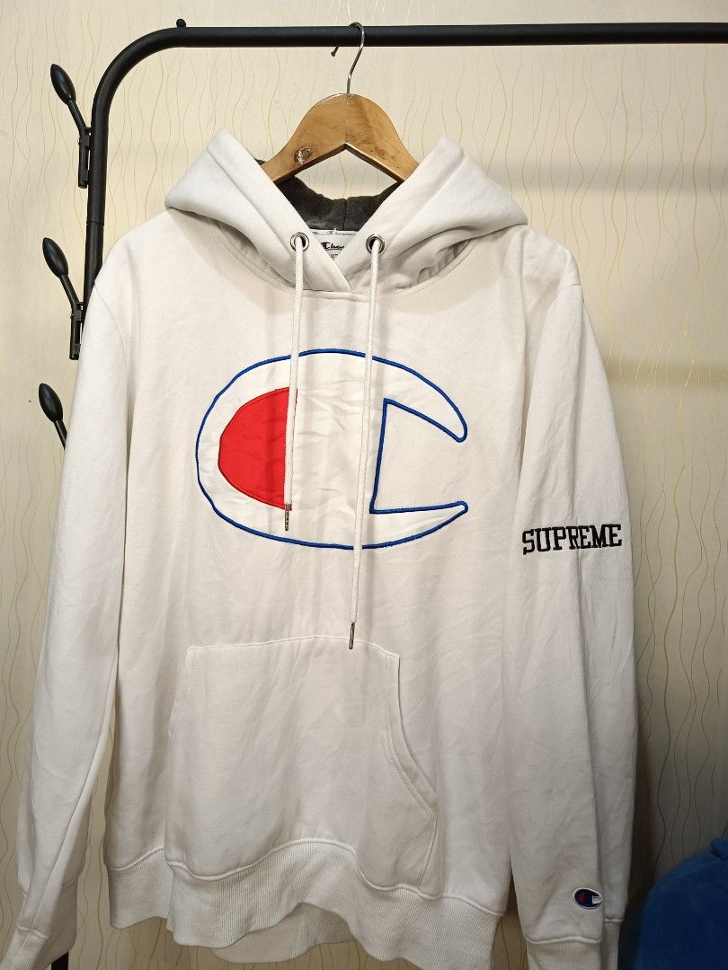 Supreme champion white hoodie on sale