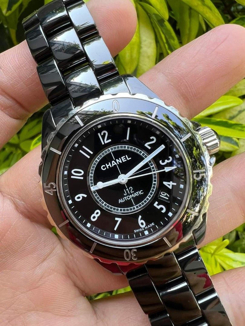 Chanel J12 Automatic Black Diamond Dial Black Ceramic Men's Watch H2024