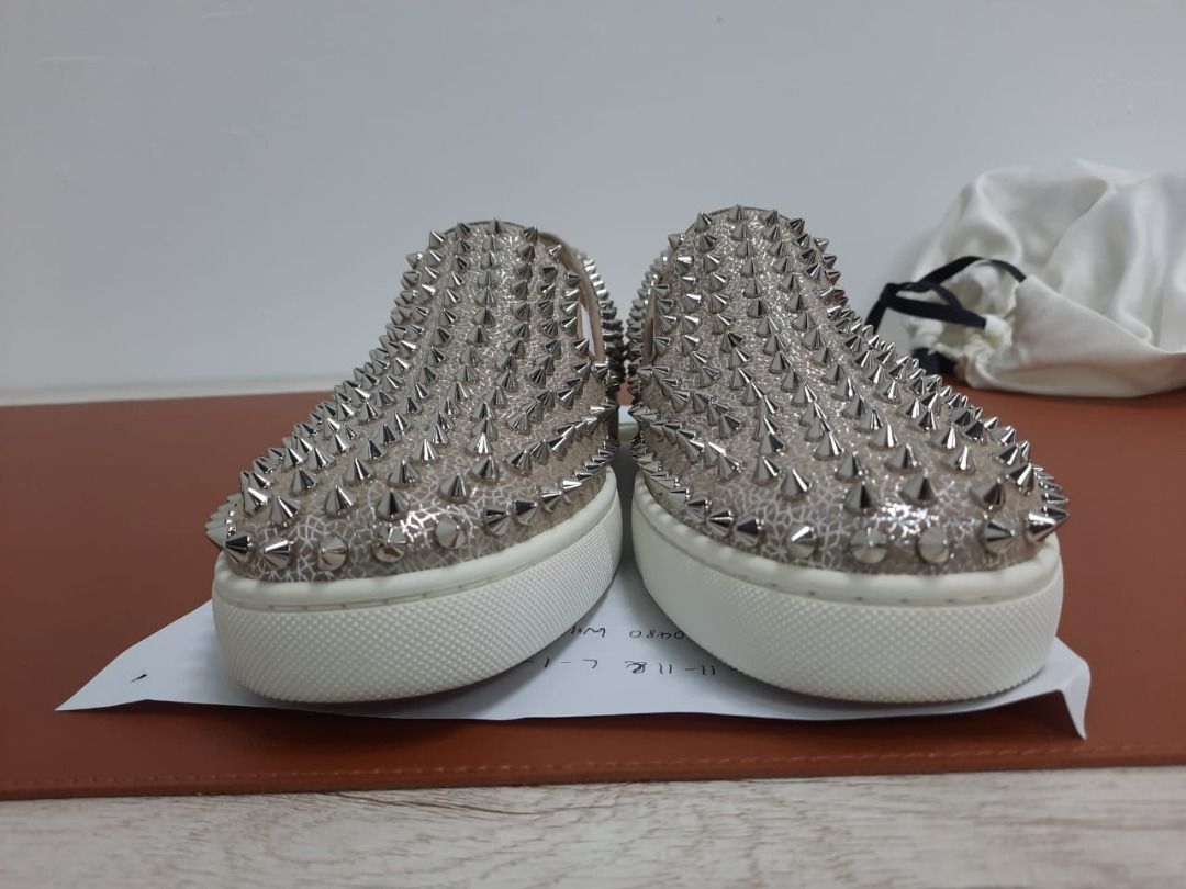 CHRISTIAN LOUBOUTIN STUDDED SILVER SNEAKER Men s Fashion