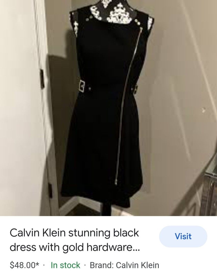 Calvin klein black dress with gold online zipper