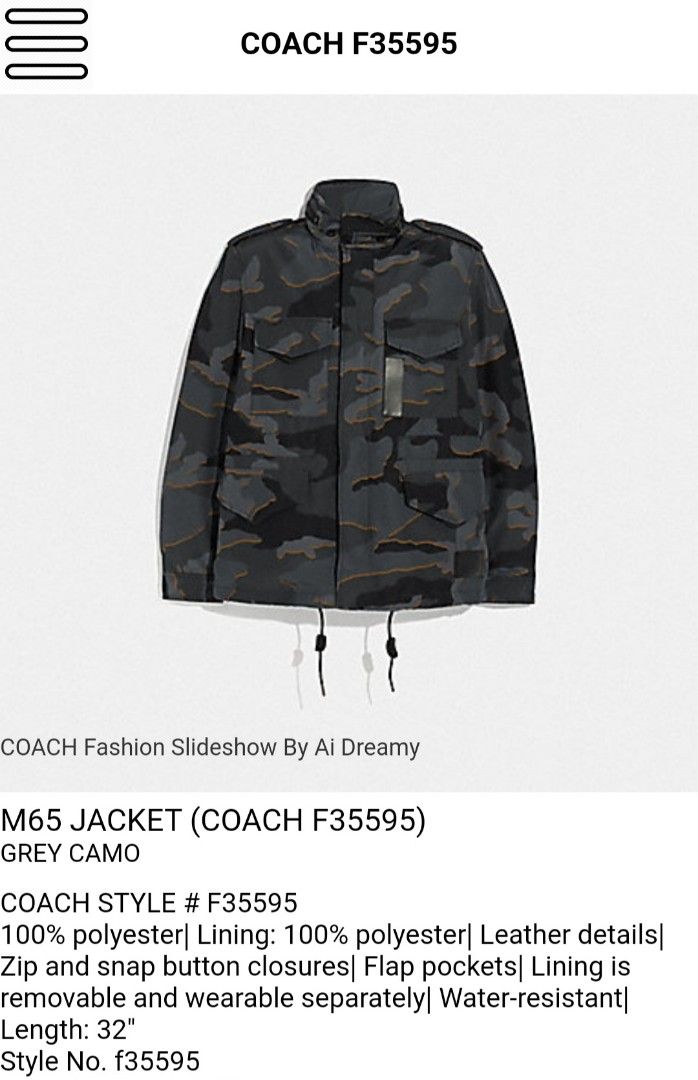 Coach m65 jacket top