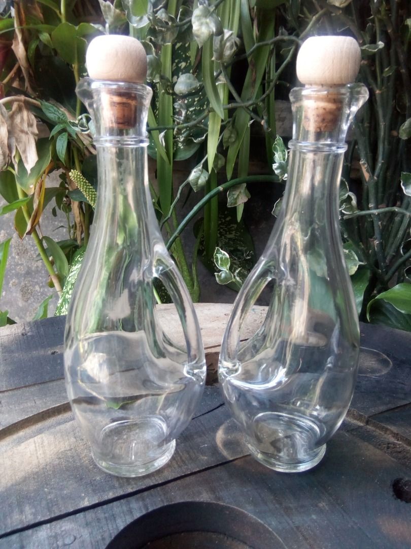 Collectible Vintage Glass Bottles Decanters with Cork Lids (Mod Dep