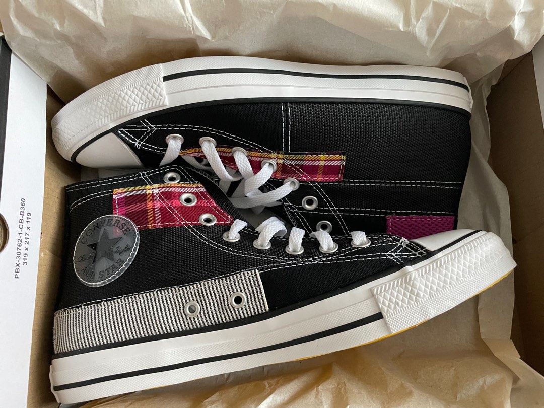 Red plaid converse new arrivals high tops