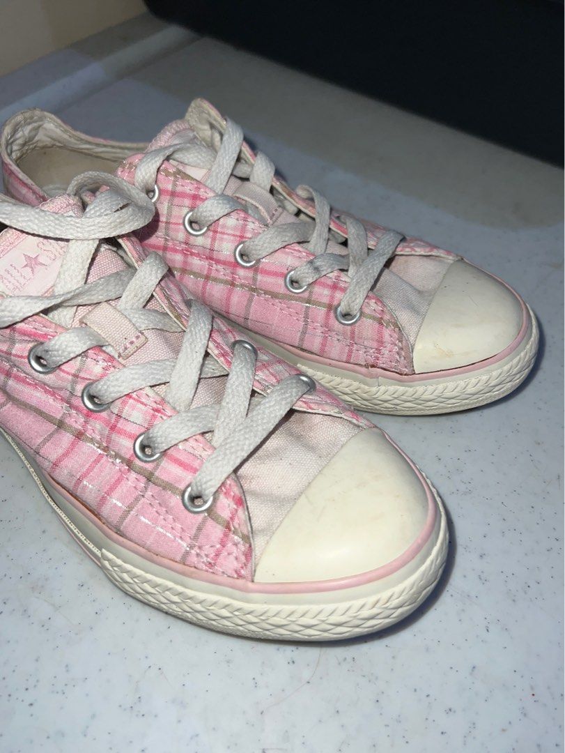 Pink plaid converse top