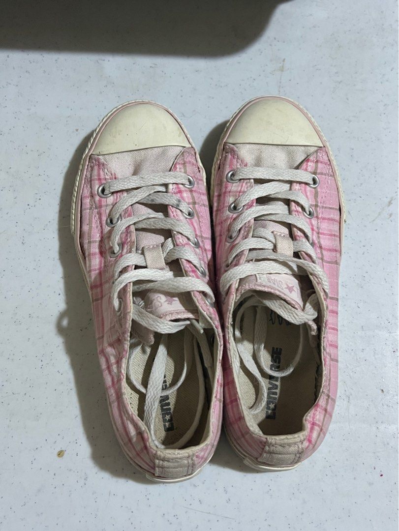 Converse Pink Plaid Women s Fashion Footwear Sneakers on Carousell