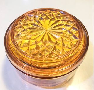 Covered Amber   Trinket Dishes , 4.5x2.5inches, (3pcs available)