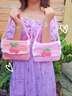 Crochet Cherry Mini Bag