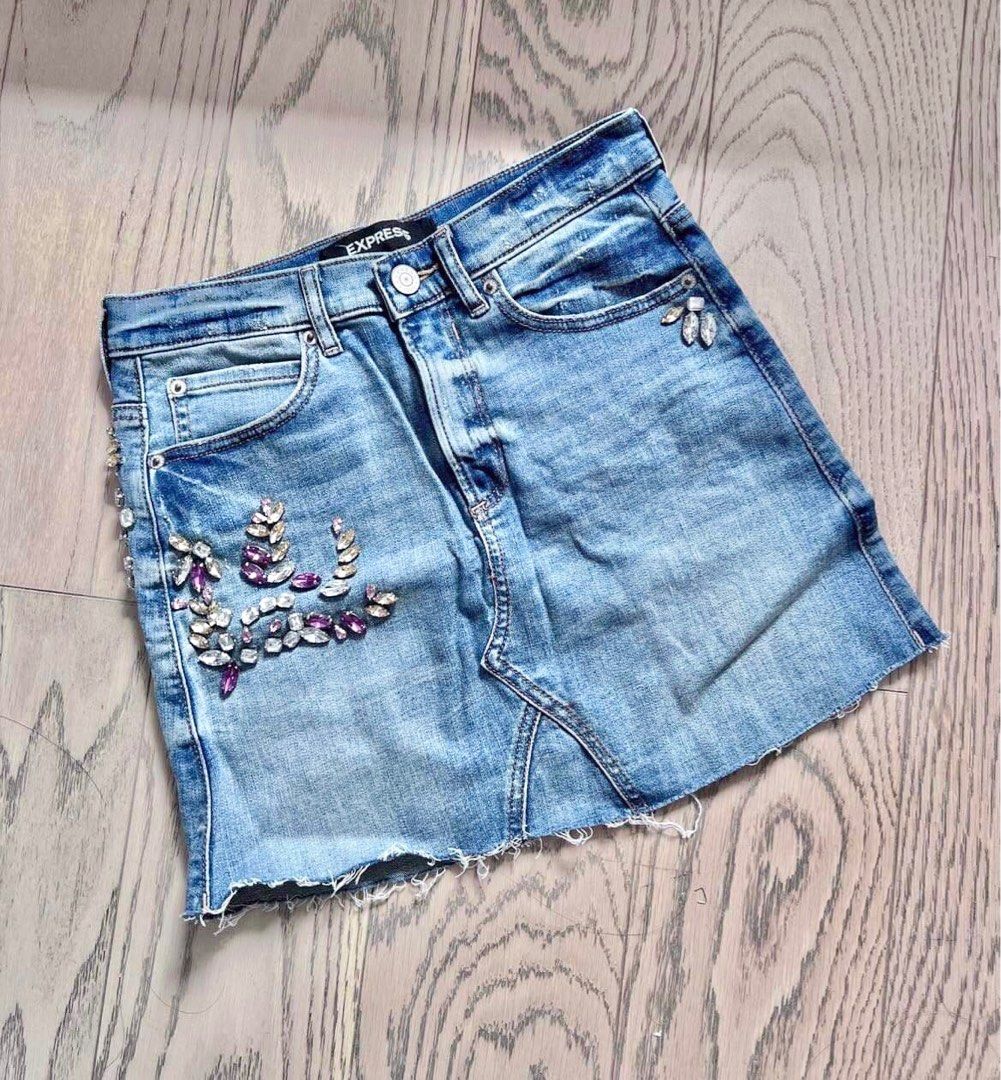 Express blue jean skirt shop